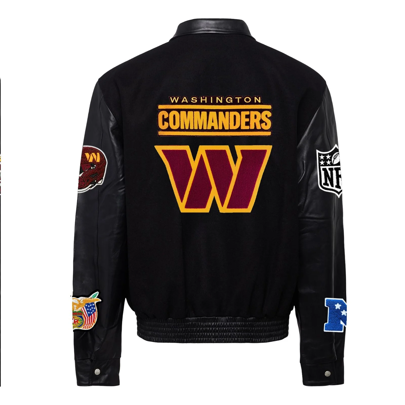 Washington-Commanders-Jeff-Hamilton-Wool-Leather-Varsity-Jacket-Black-LeatherMoto