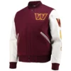 Washington-Commanders-Pro-Standard-Logo-Full-Zip-Burgundy-White-Varsity-Jacket-LeatherMoto
