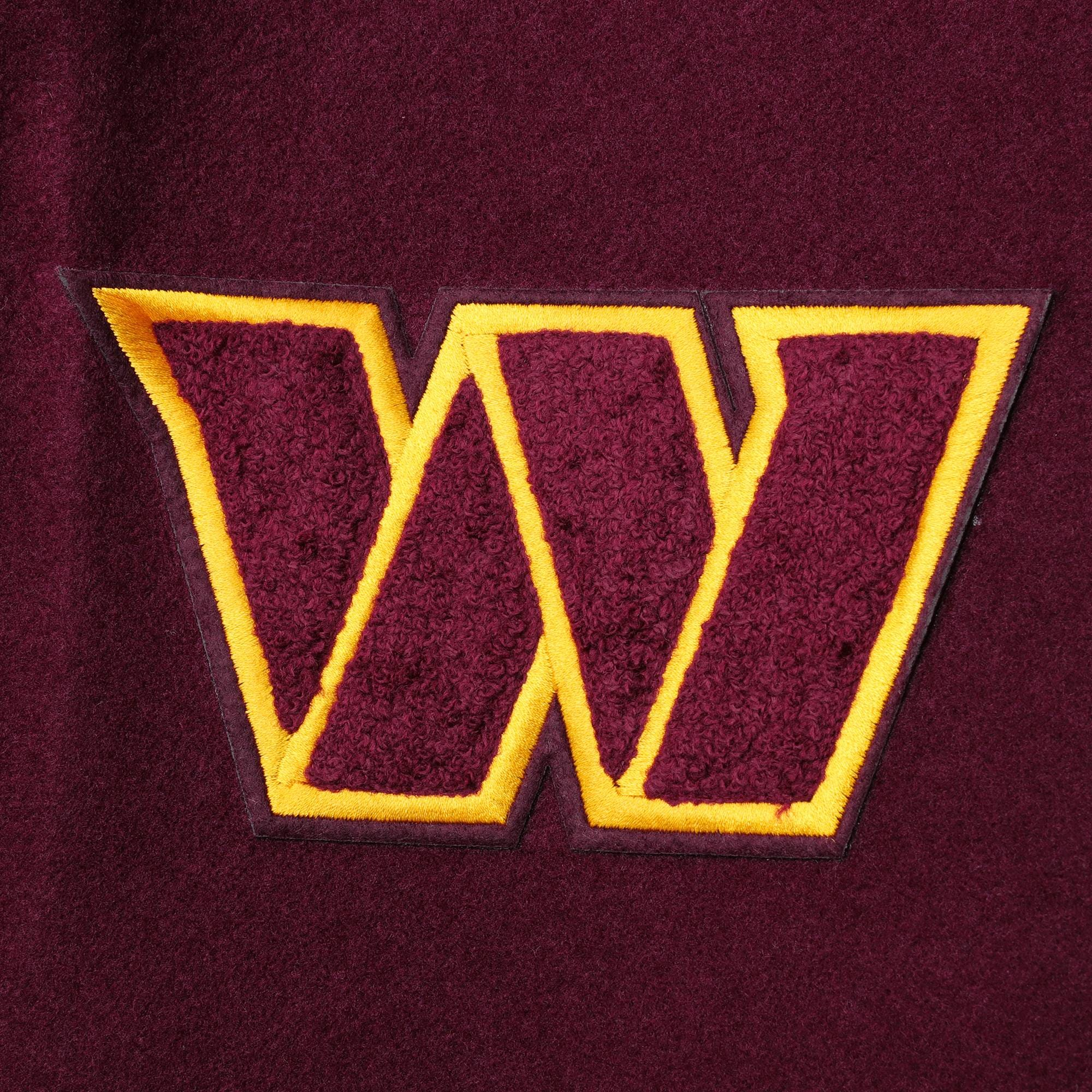 Washington-Commanders-Pro-Standard-Logo-Full-Zip-Burgundy-White-Varsity-Jacket-LeatherMoto