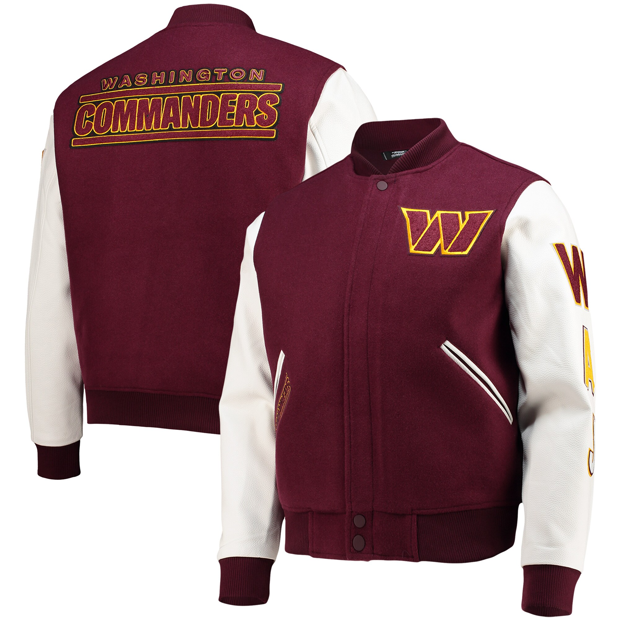 Washington-Commanders-Pro-Standard-Logo-Full-Zip-Burgundy-White-Varsity-Jacket-LeatherMotoWashington-Commanders-Pro-Standard-Logo-Full-Zip-Burgundy-White-Varsity-Jacket-LeatherMoto