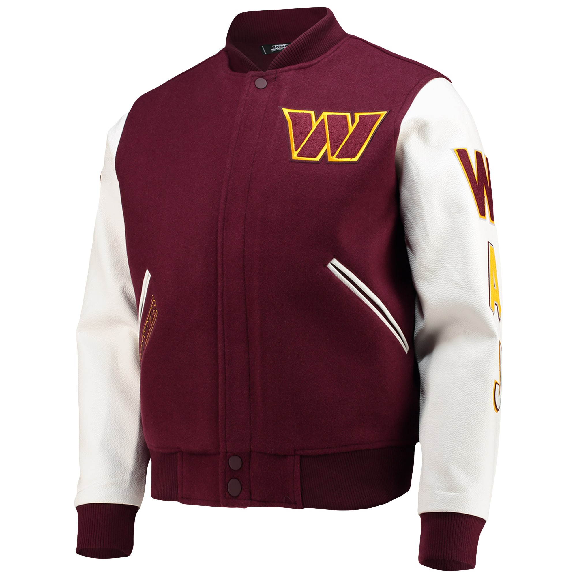 Washington-Commanders-Pro-Standard-Logo-Full-Zip-Burgundy-White-Varsity-Jacket-LeatherMoto