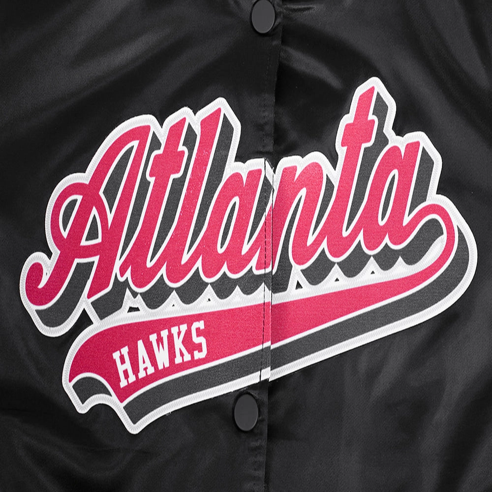 Atlanta-Hawks-Script-Tail-Womens-Ribbed-Knitted-Satin-Varsity-Jacket-Black-2-1