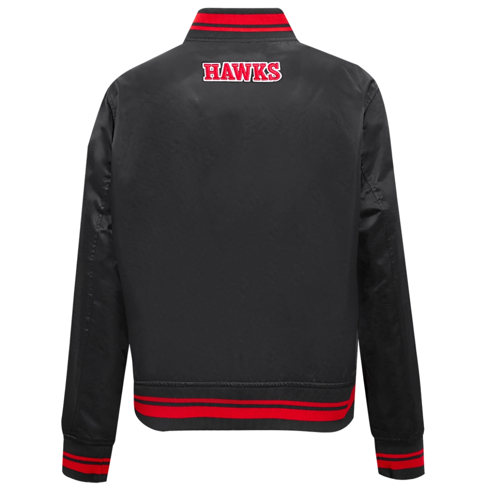 Atlanta-Hawks-Script-Tail-Womens-Ribbed-Knitted-Satin-Varsity-Jacket-Black-5-1