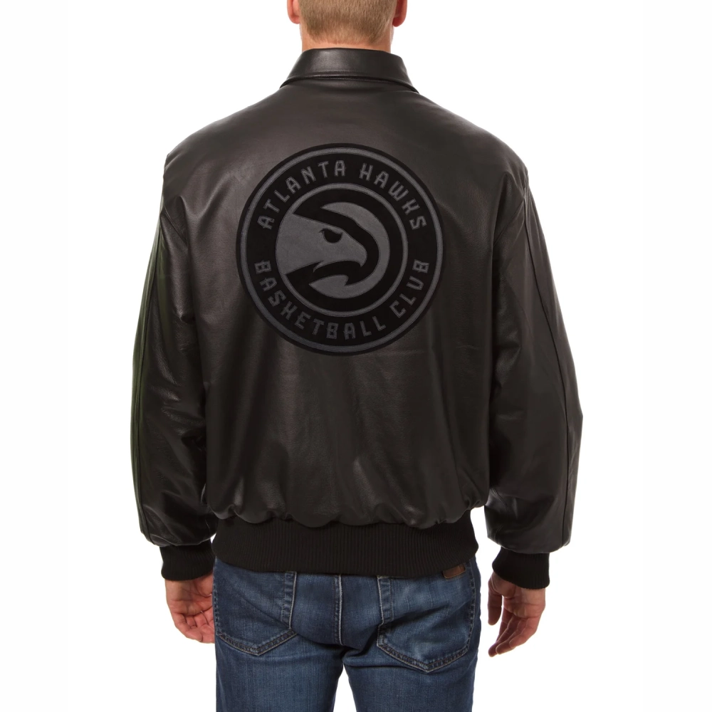 Atlanta-Hawks-Tonal-Full-Leather-Bomber-Jacket-Black-1