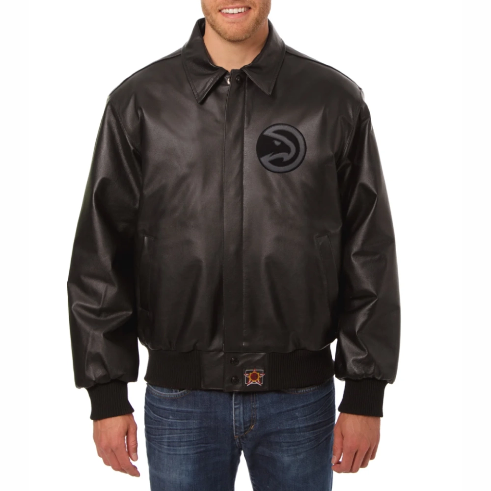 Atlanta-Hawks-Tonal-Full-Leather-Bomber-Jacket-Black-2