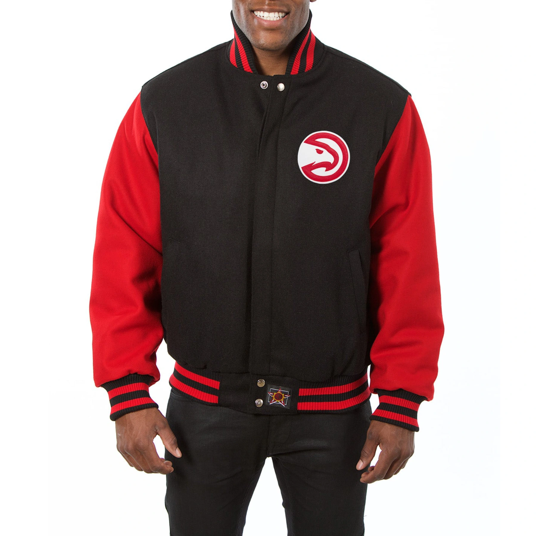 Atlanta-Hawks-Two-Tone-Wool-Varsity-Jacket-Black-Red