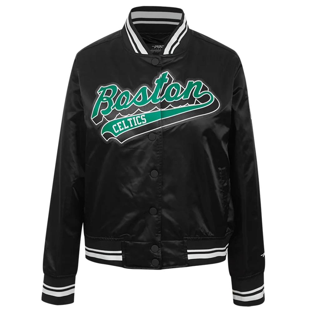 Boston-Celtics-Script-Tail-Womens-Full-Snap-Satin-Varsity-Jacket-Black-6