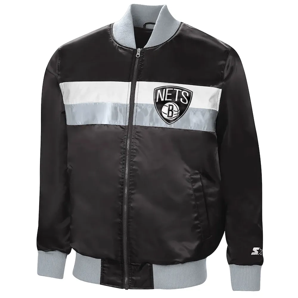 Brooklyn-Nets-The-Ambassador-Satin-Varsity-Jacket-Black-3