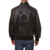 Brooklyn-Nets-Tonal-Full-Leather-Bomber-Jacket-Black-2