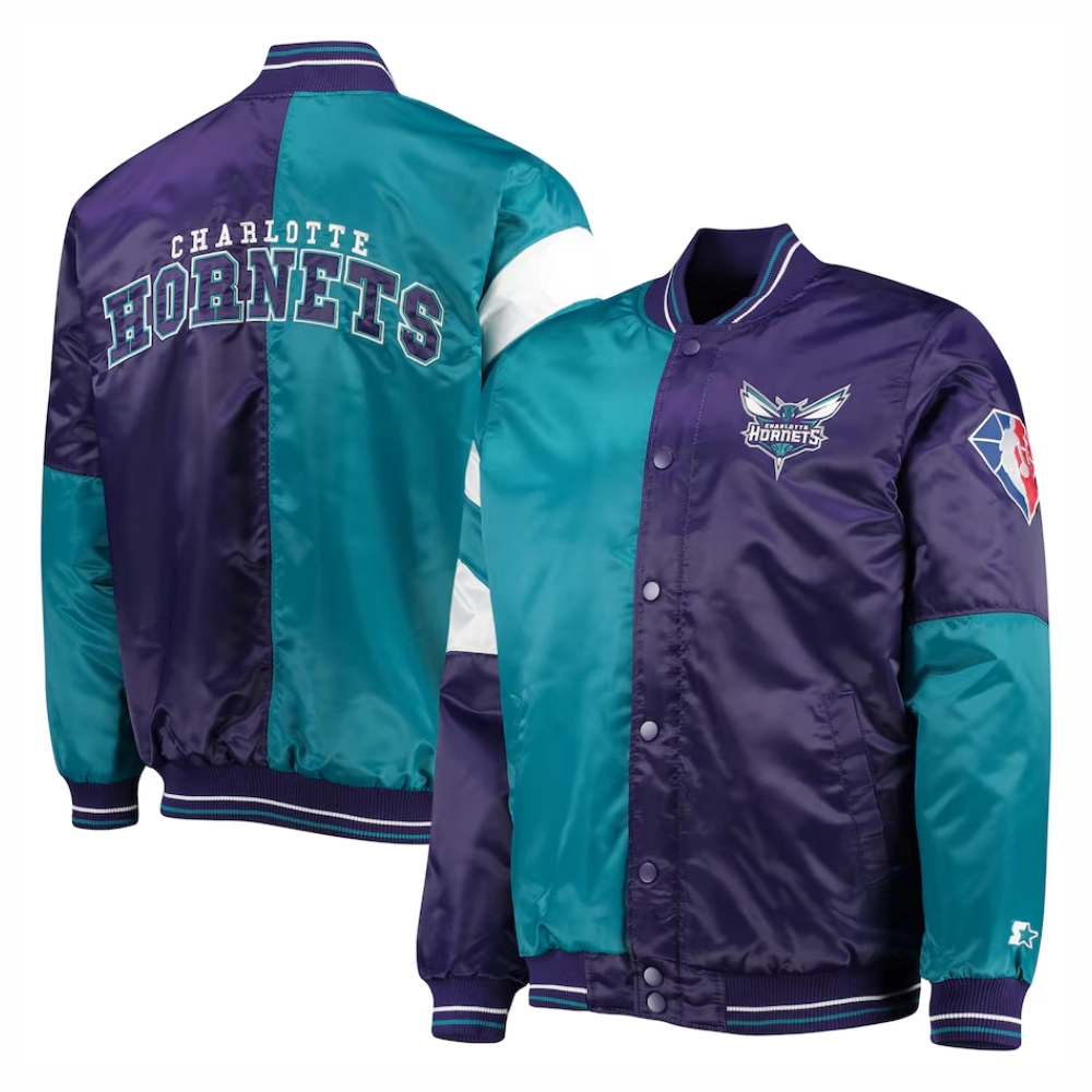 Charlotte-Hornets-Leader-Satin-Varsity-Jacket-–-GreenPurple-4
