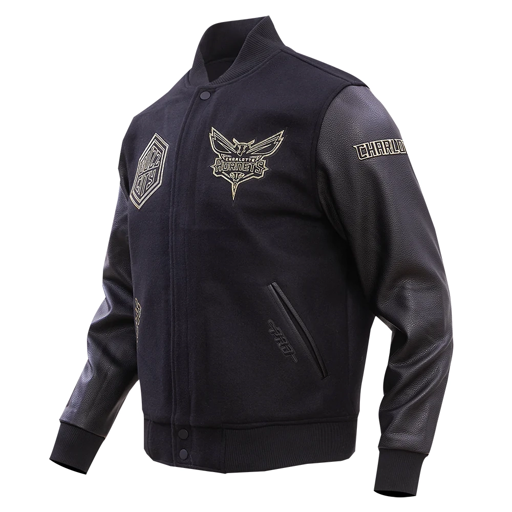 Charlotte-Hornets-Pro-Standard-Black-And-Gold-Varsity-Jacket-1