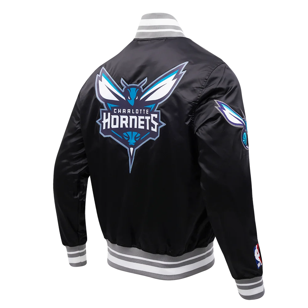 Charlotte-Hornets-Pro-Standard-Script-Tail-Black-Satin-Varsity-Jacket-3