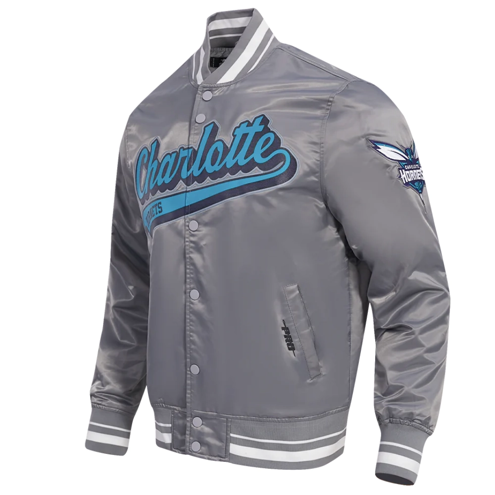 Charlotte-Hornets-Script-Tail-Full-Snap-Satin-Varsity-Jacket-Gray-5