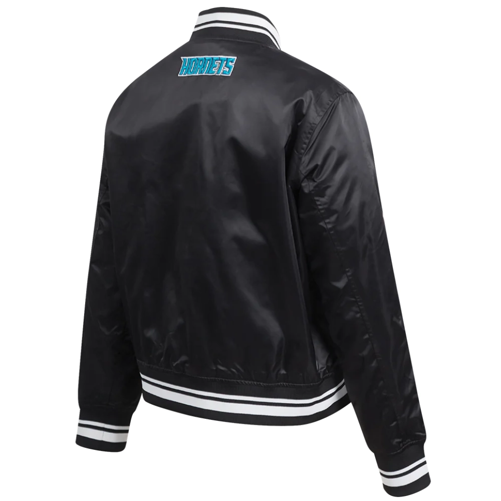 Charlotte-Hornets-Script-Tail-Womens-Full-Snap-Satin-Varsity-Jacket-Black-3