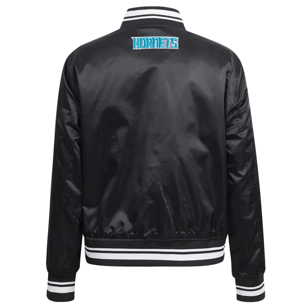 Charlotte-Hornets-Script-Tail-Womens-Full-Snap-Satin-Varsity-Jacket-Black-4