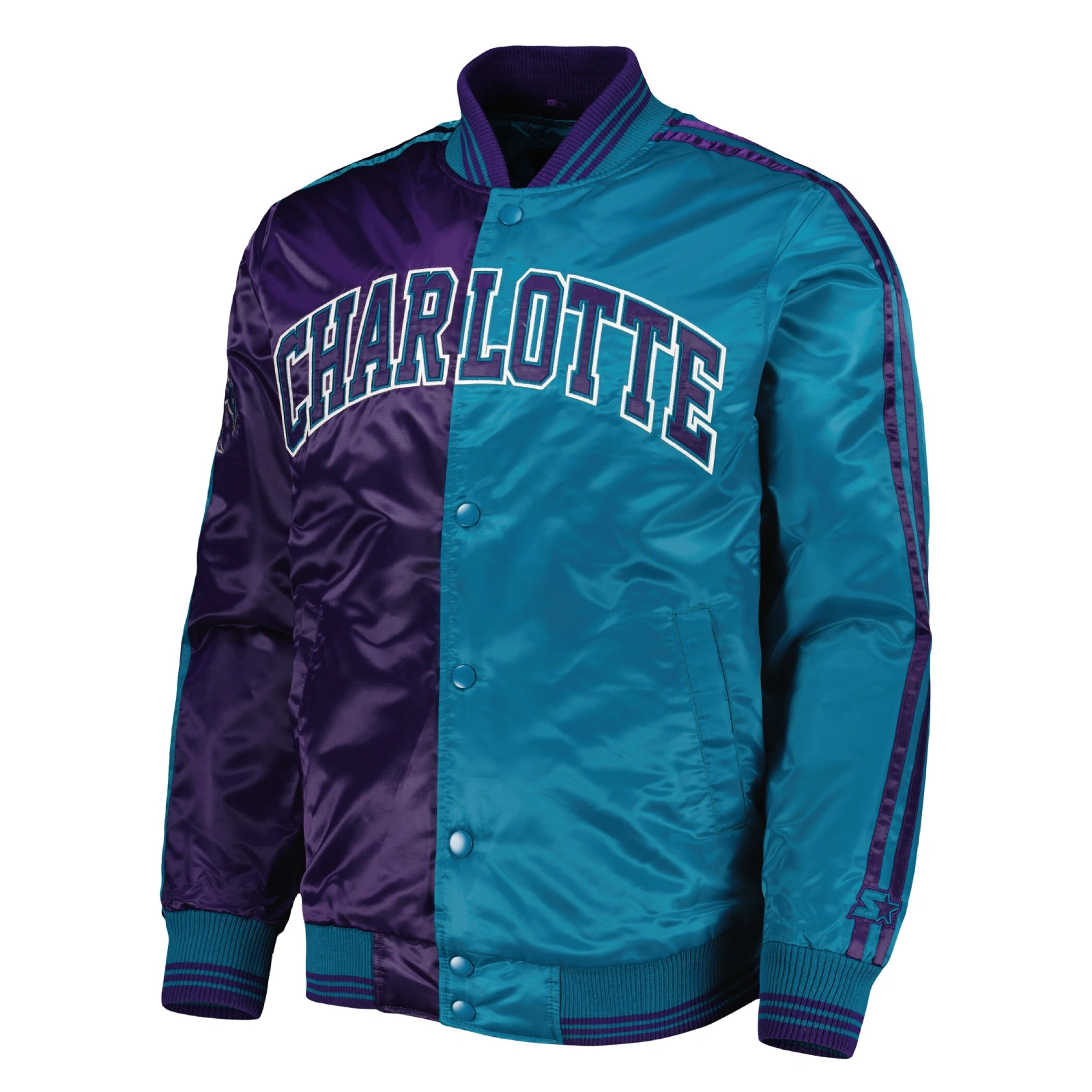Charlotte-Hornets-Starter-Fast-Break-Satin-Varsity-Jacket-Purple-Teal-1