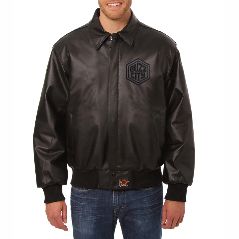 Charlotte-Hornets-Tonal-Full-Leather-Bomber-Jacket-Black-1