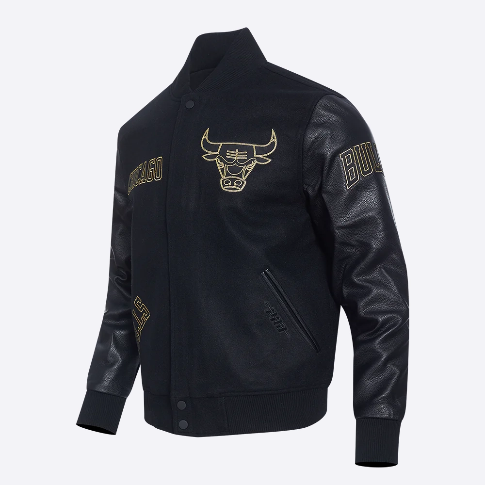 Chicago-Bulls-Pro-Standard-Logo-Black-And-Gold-Varsity-Jacket-1