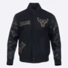 Chicago-Bulls-Pro-Standard-Logo-Black-And-Gold-Varsity-Jacket-2