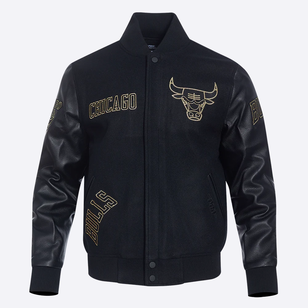 Chicago-Bulls-Pro-Standard-Logo-Black-And-Gold-Varsity-Jacket-2