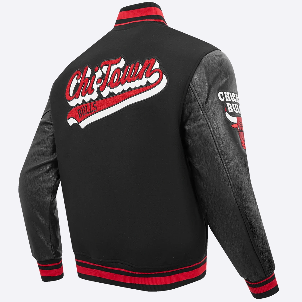 Chicago-Bulls-Pro-Standard-Script-Tail-Black-Wool-And-Leather-Varsity-Jacket-3