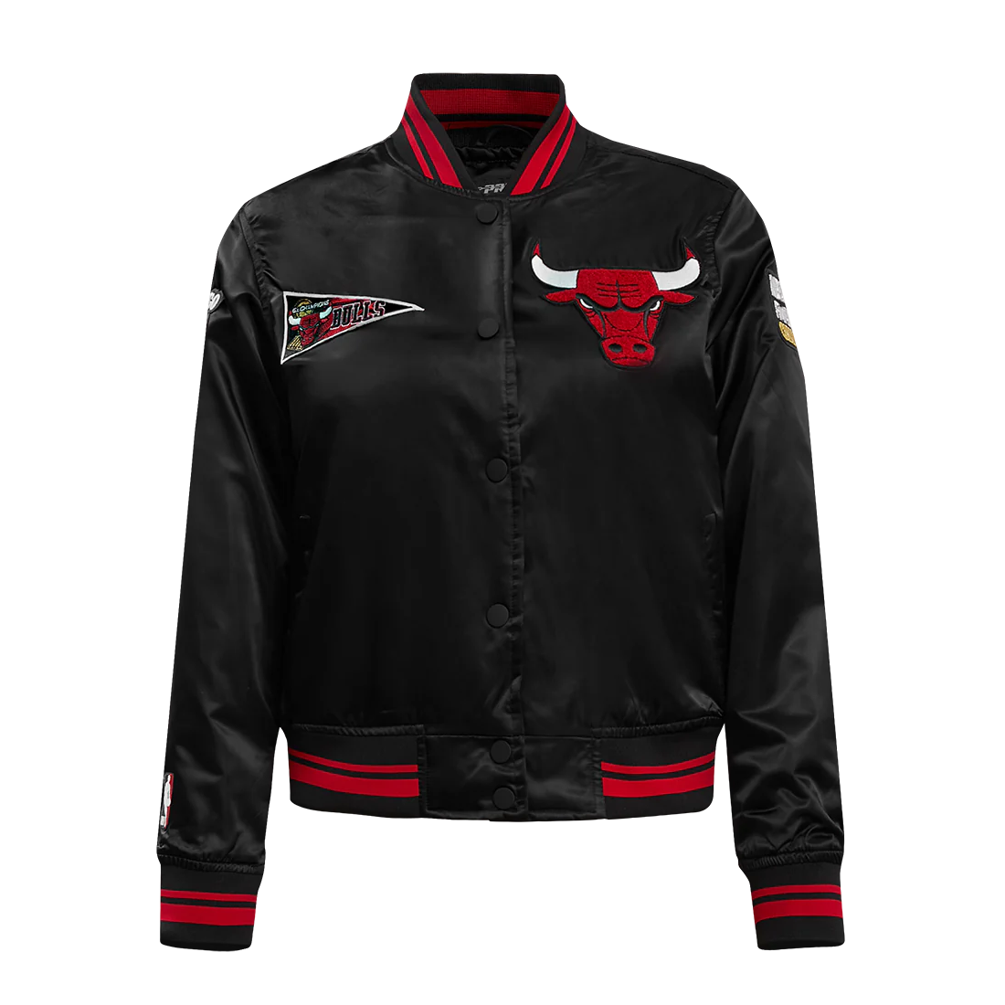 Chicago-Bulls-Retro-Classic-Womens-Full-Snap-Satin-Varsity-Jacket-Black-1
