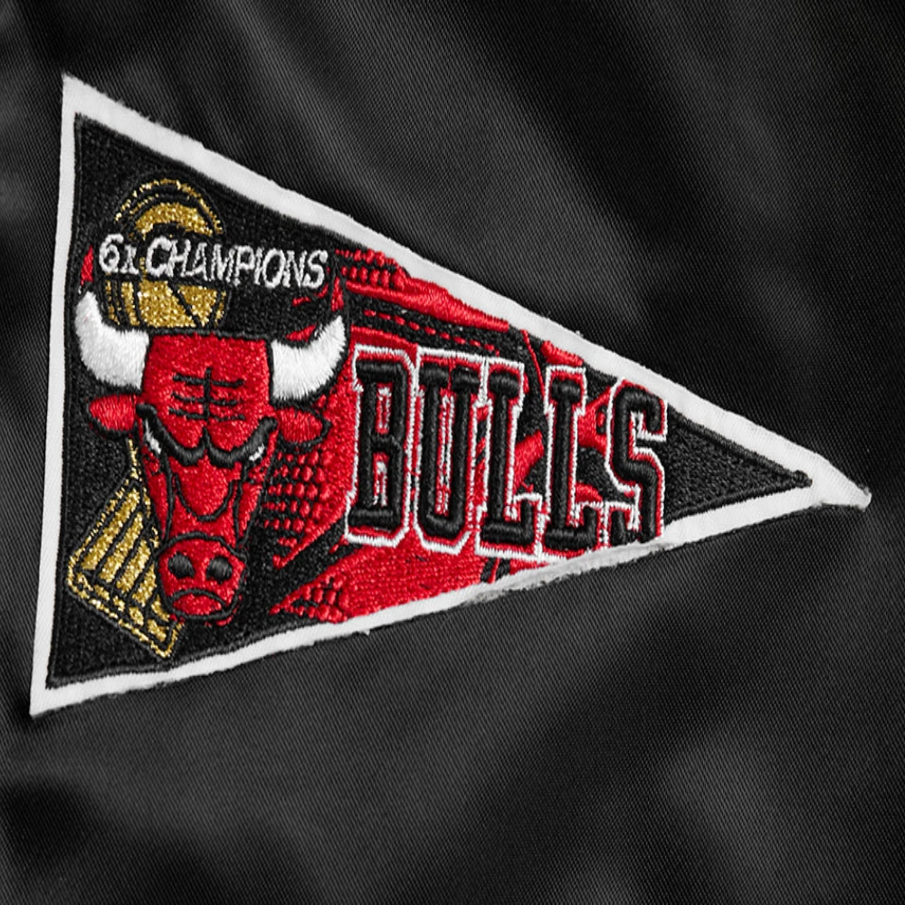 Chicago-Bulls-Retro-Classic-Womens-Full-Snap-Satin-Varsity-Jacket-Black-6