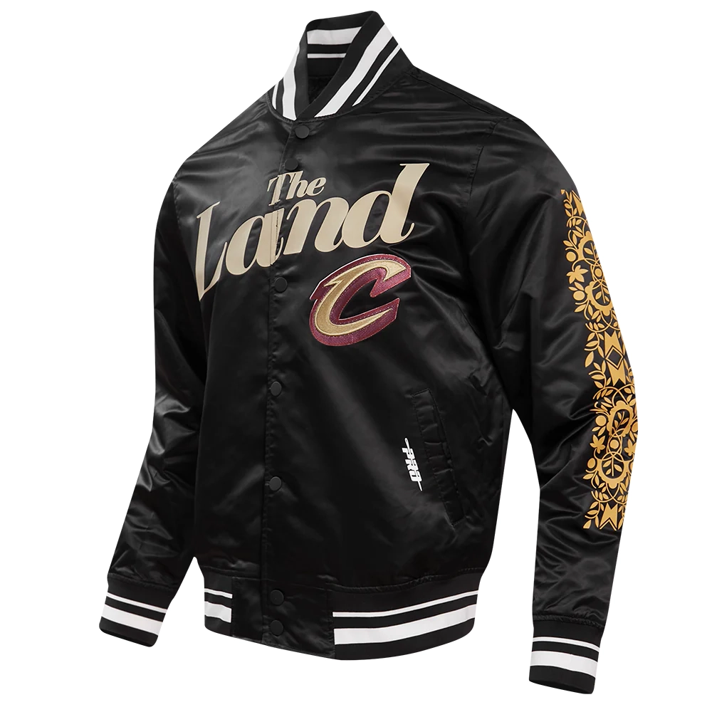 Cleveland-Cavaliers-Pro-Standard-Chest-The-Land-Black-Satin-Varsity-Jacket-1