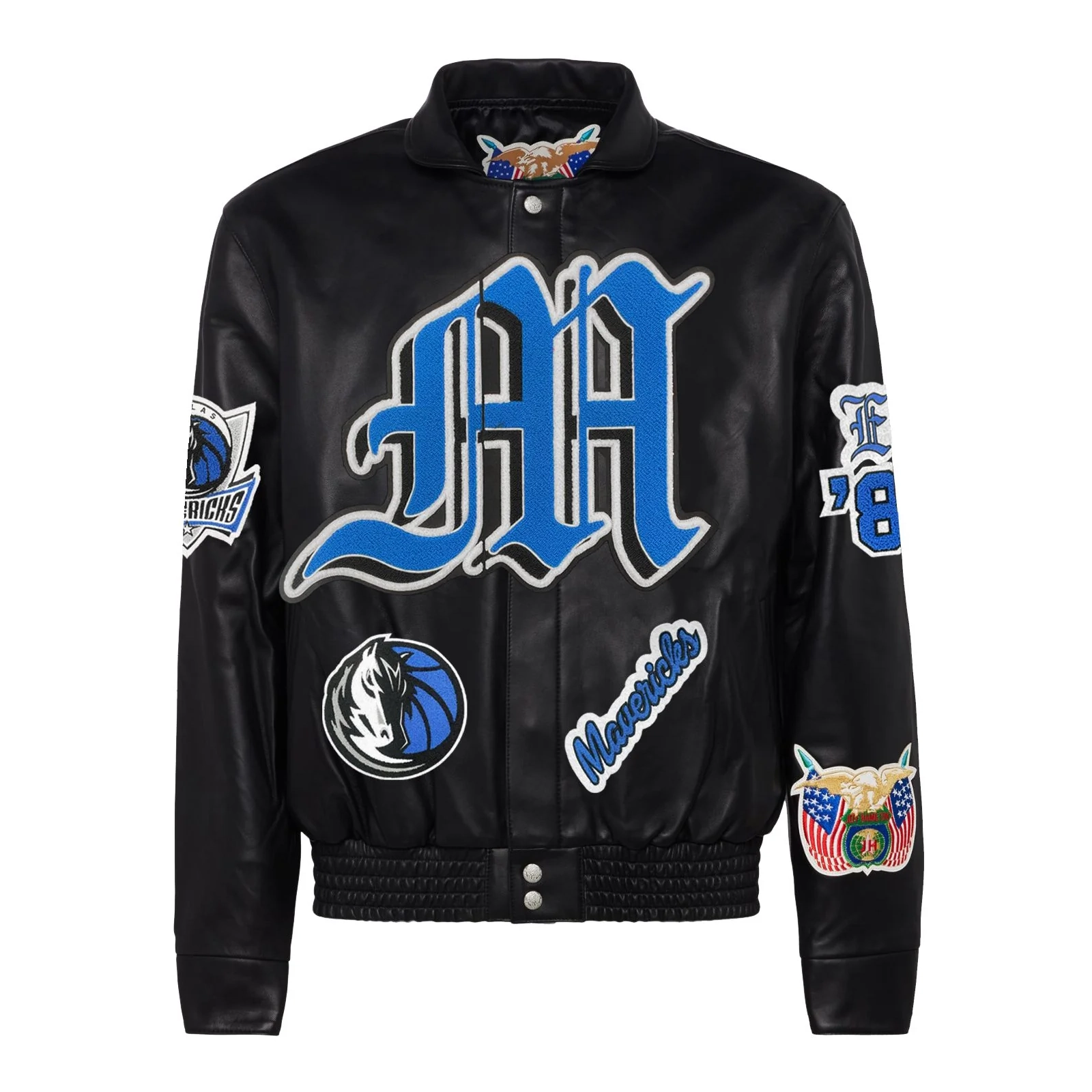 Dallas-Mavericks-Jeff-Hamilton-Full-Leather-Old-English-Jacket-Black-1