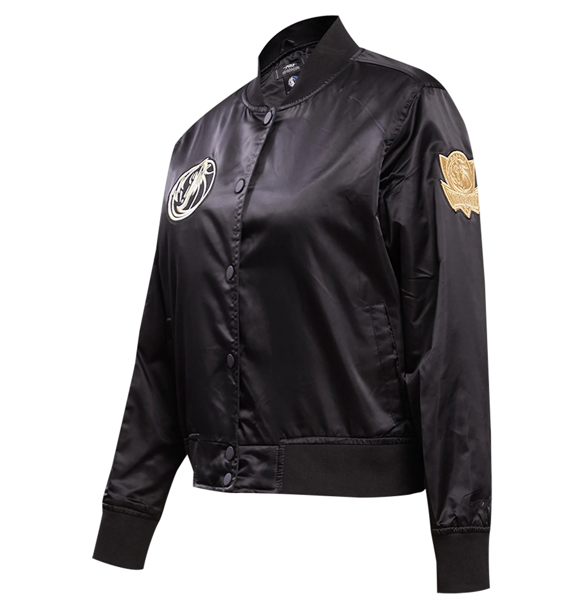 Dallas-Mavericks-Pro-Standard-Black-Glam-Satin-Varsity-Jacket-1
