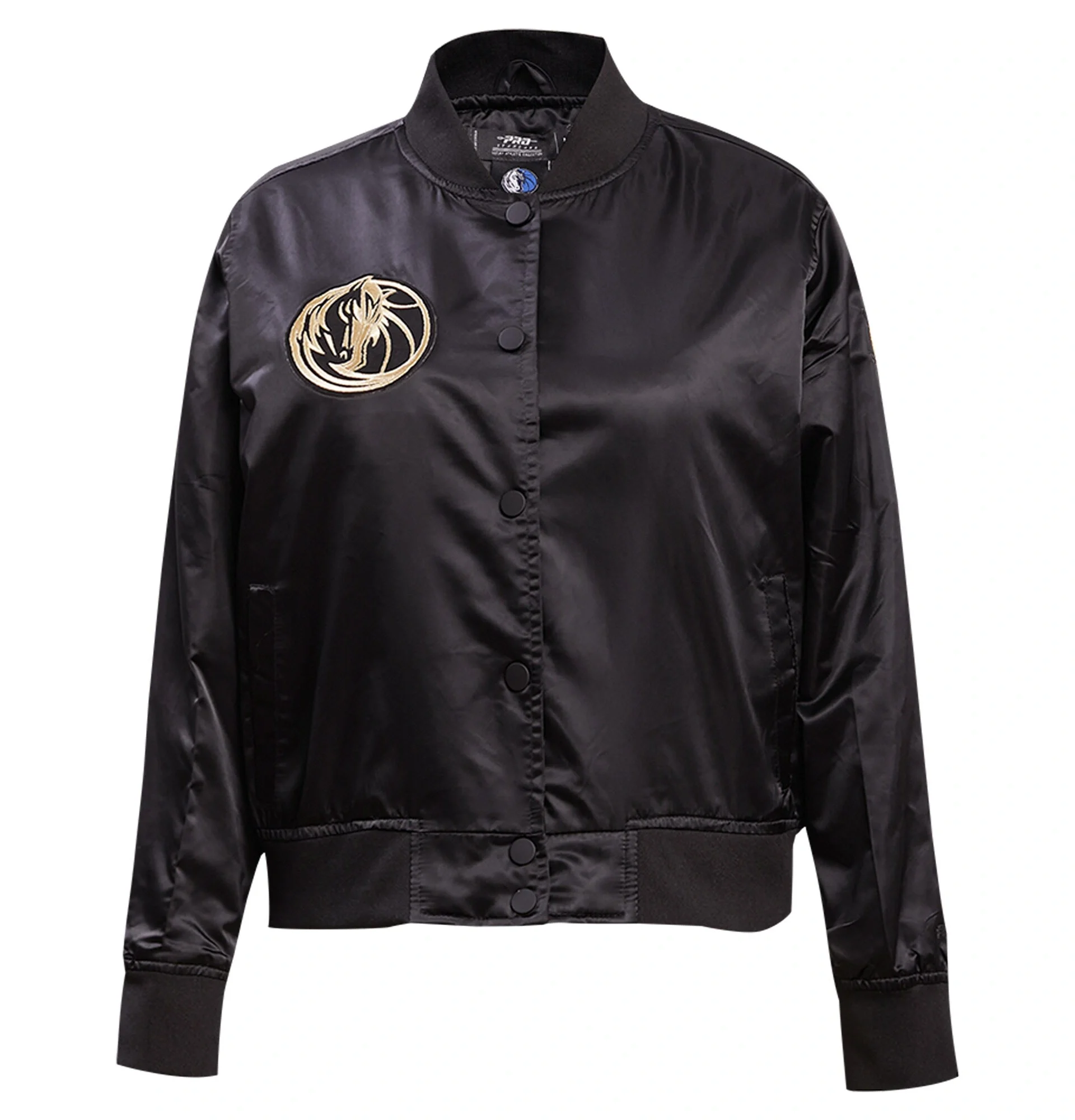 Dallas-Mavericks-Pro-Standard-Black-Glam-Satin-Varsity-Jacket-2