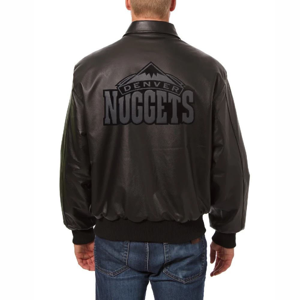 Denver-Nuggets-Full-Leather-Bomber-Varsity-Jacket-Black-2