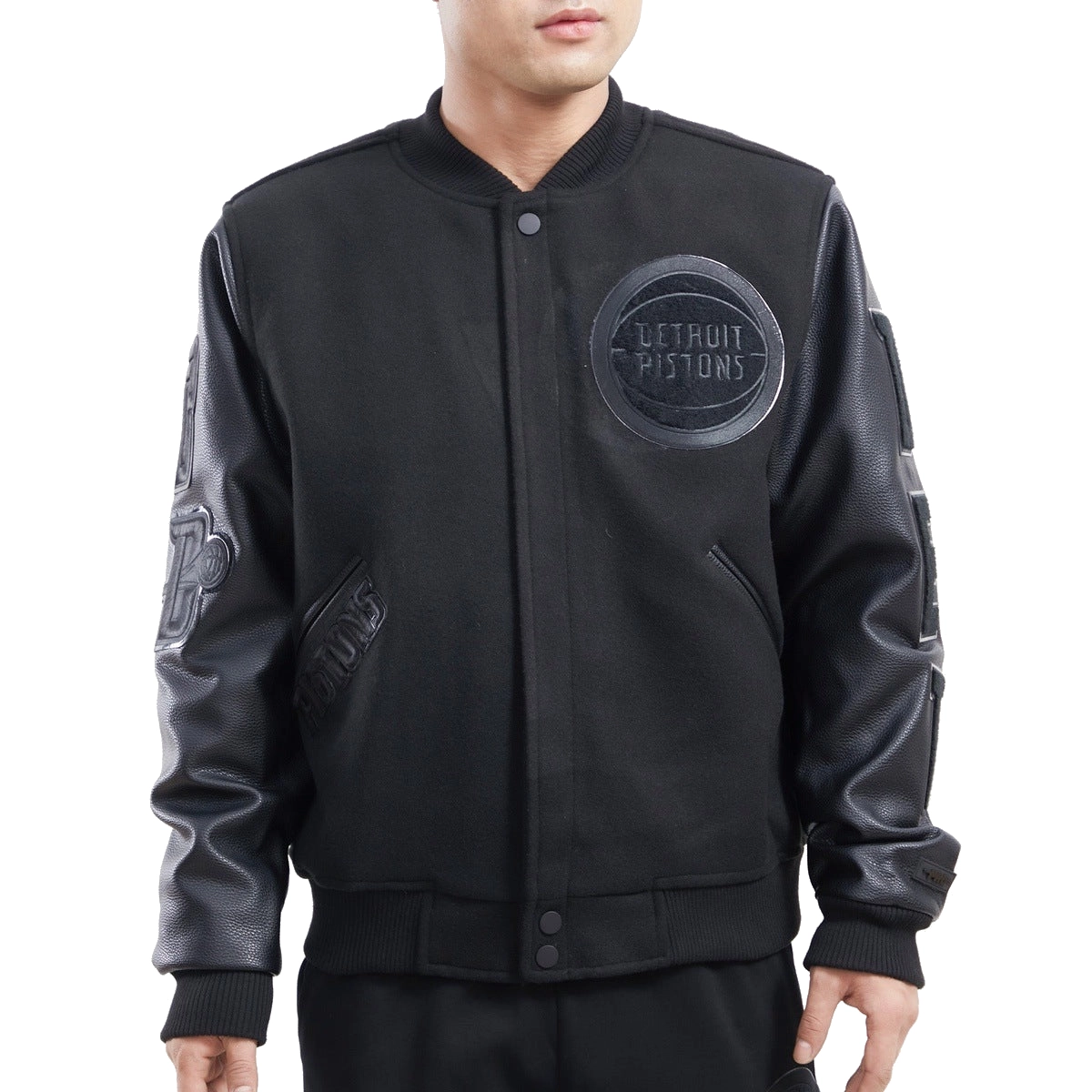 Detroit-Pistons-Triple-Black-Wool-Leather-Varsity-Jacket