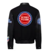Detroit Pistons Black Wool Leather Varsity Jacket - Image 2