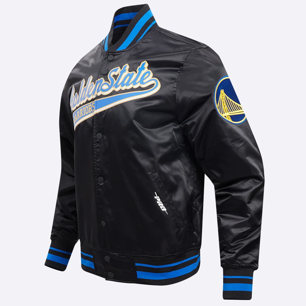 Golden-State-Warriors-Pro-Standard-Script-Tail-Black-Satin-Varsity-Jacket-1
