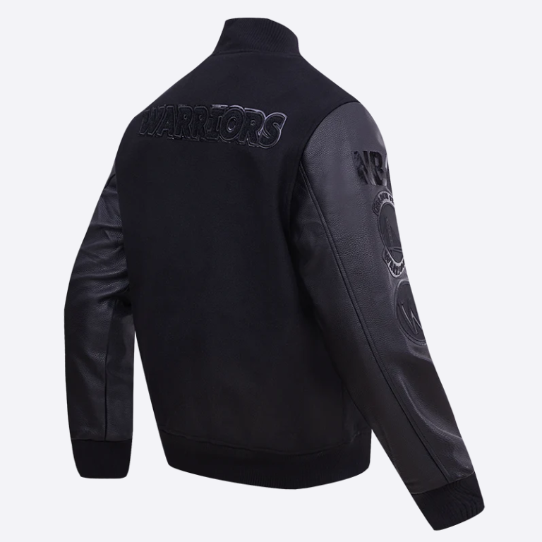 Golden-State-Warriors-Pro-Standard-Triple-Black-Varsity-Jacket-3
