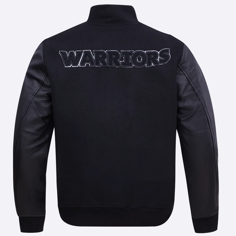 Golden-State-Warriors-Pro-Standard-Triple-Black-Varsity-Jacket-4