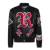Houston-Rockets-Jeff-Hamilton-Full-Leather-Puffer-Old-English-Jacket-Black-1