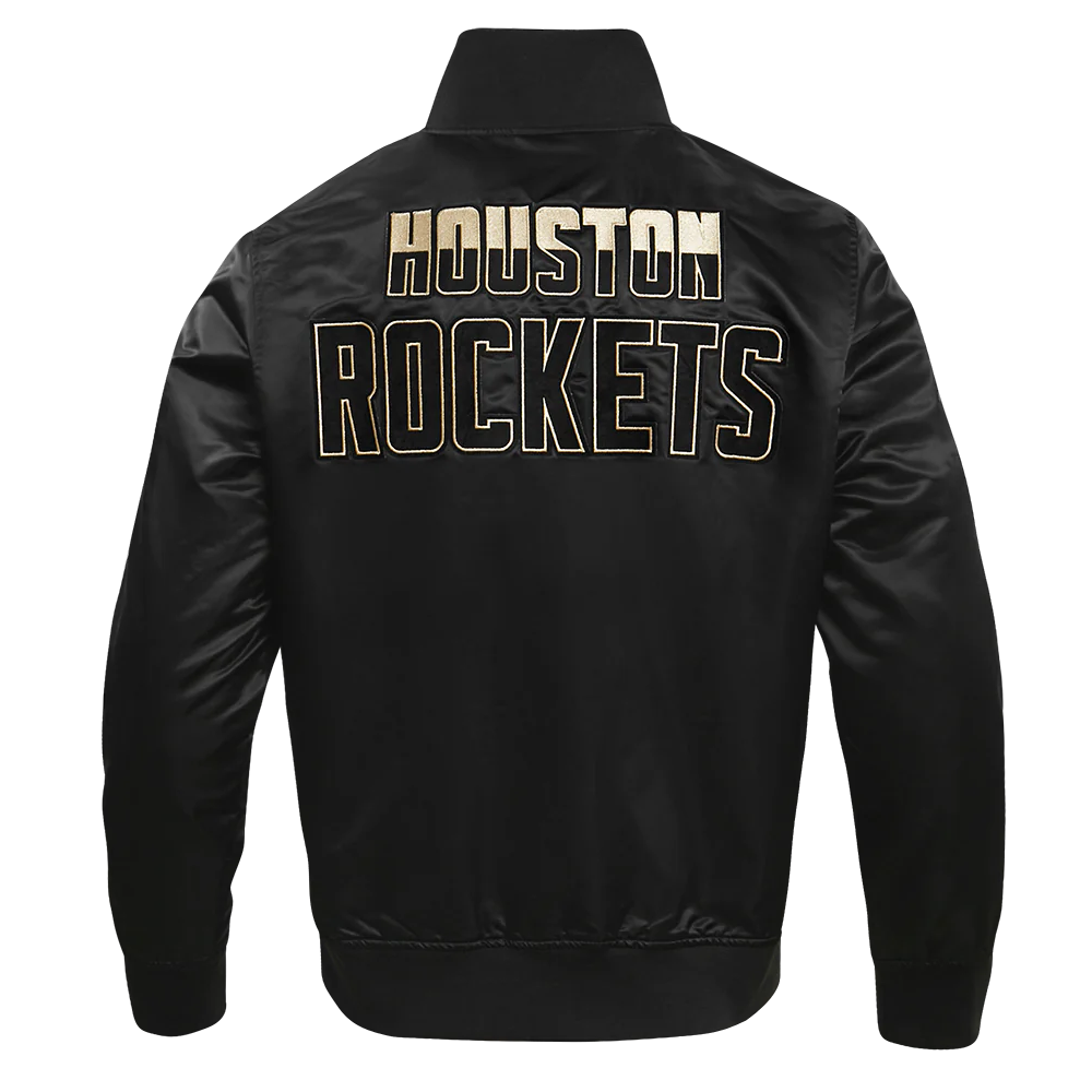 Houston-Rockets-Pro-Standard-Gold-Logo-Black-Satin-Varsity-Jacket-4
