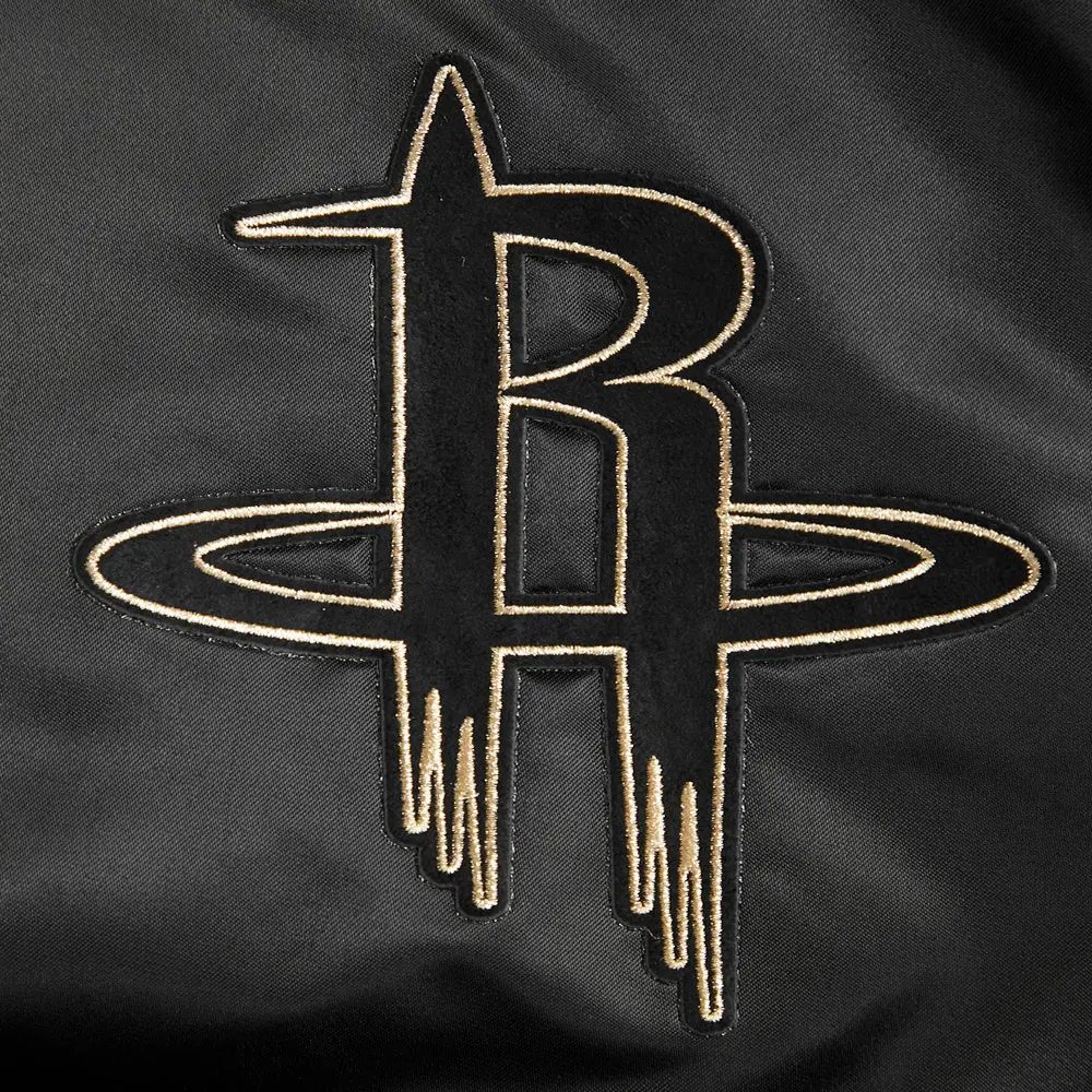 Houston-Rockets-Pro-Standard-Gold-Logo-Black-Satin-Varsity-Jacket-6