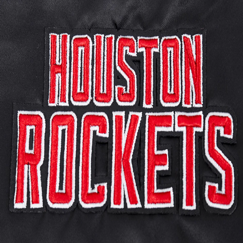 Houston-Rockets-Script-Tail-Womens-Full-Snap-Satin-Varsity-Jacket-Black