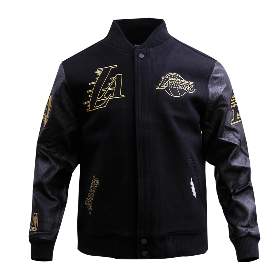 Los-Angeles-Lakers-Black-Gold-Wool-Leather-Varsity-Jacket-Black-1