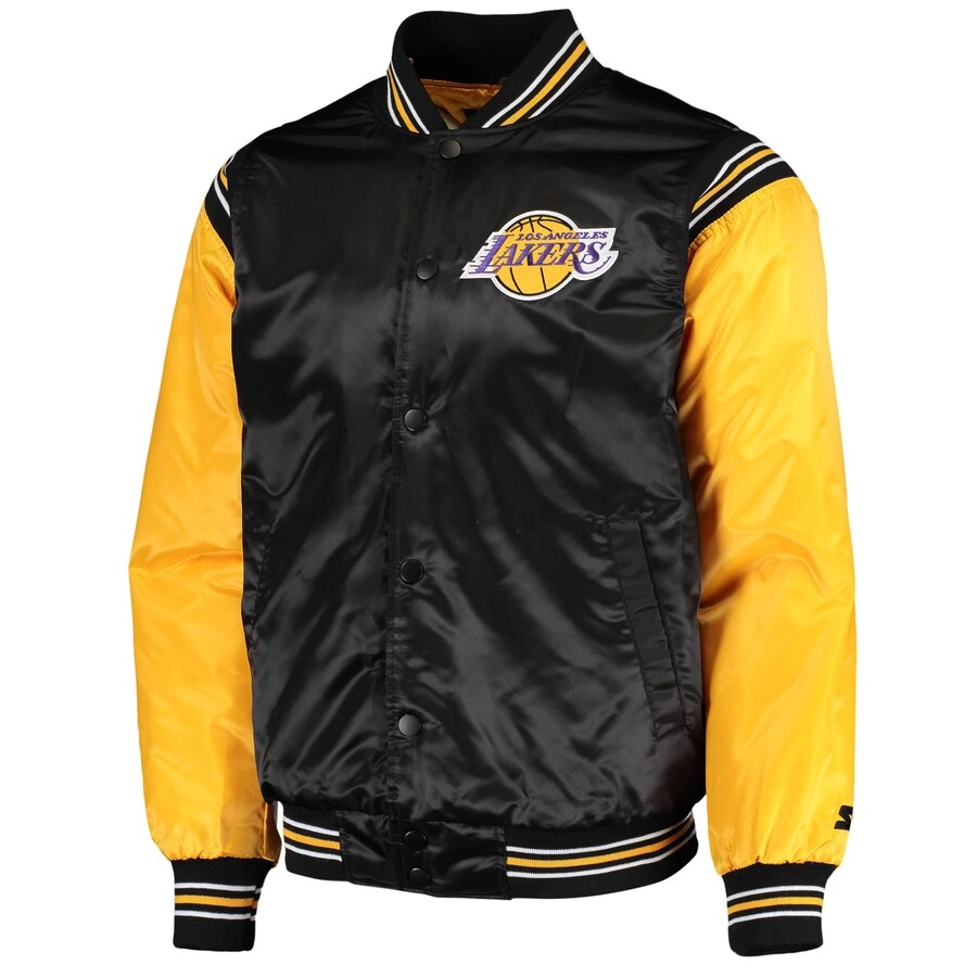 Los-Angeles-Lakers-Enforcer-Full-Snap-Satin-Varsity-Jacket-Blackyellow-3