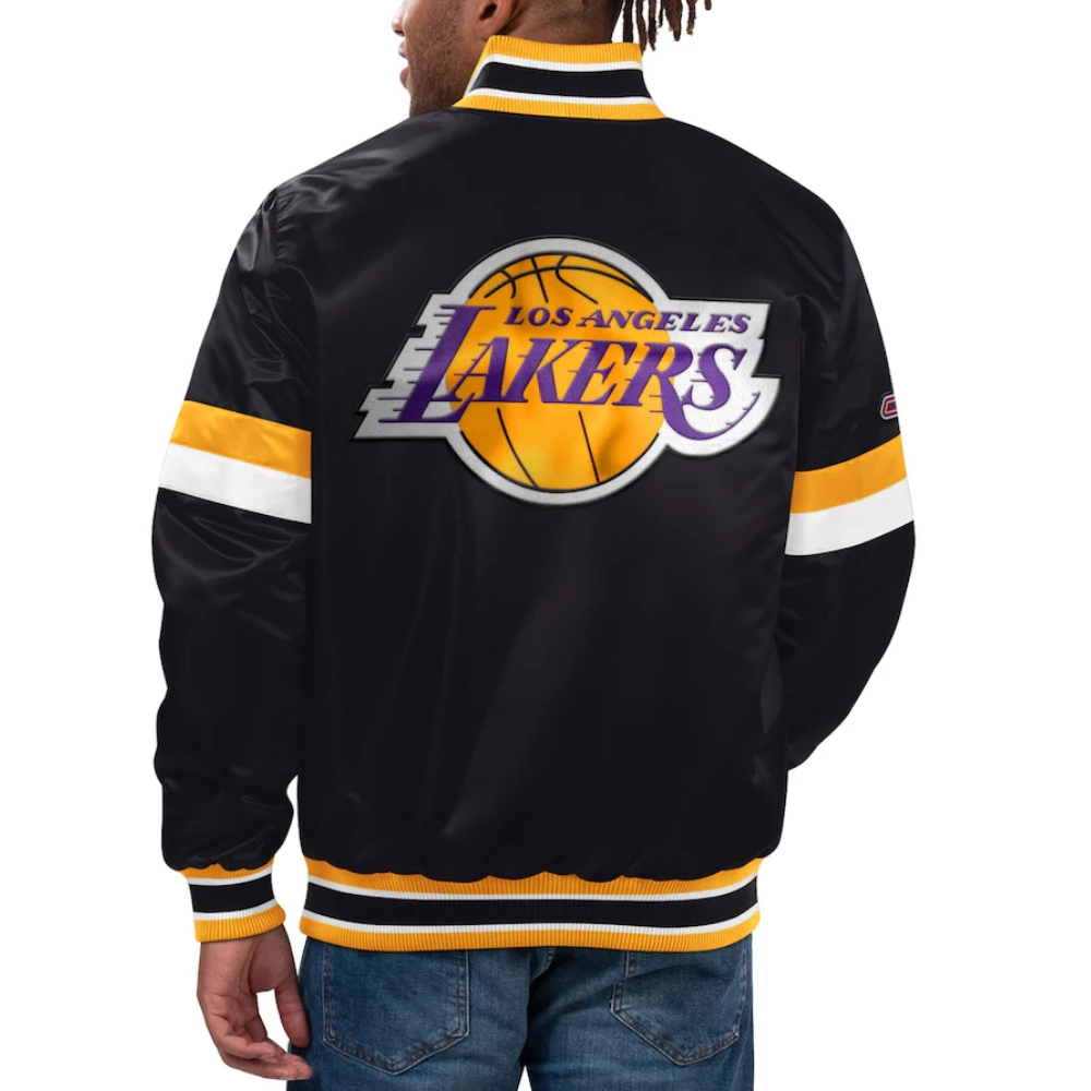 Alternative view of Los Angeles Lakers Home Game Black Satin Varsity Jacket