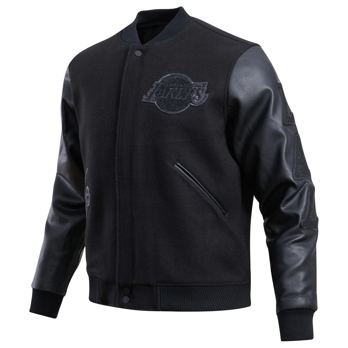 Los-Angeles-Lakers-Pro-Standard-Triple-Black-Varsity-Jacket-1