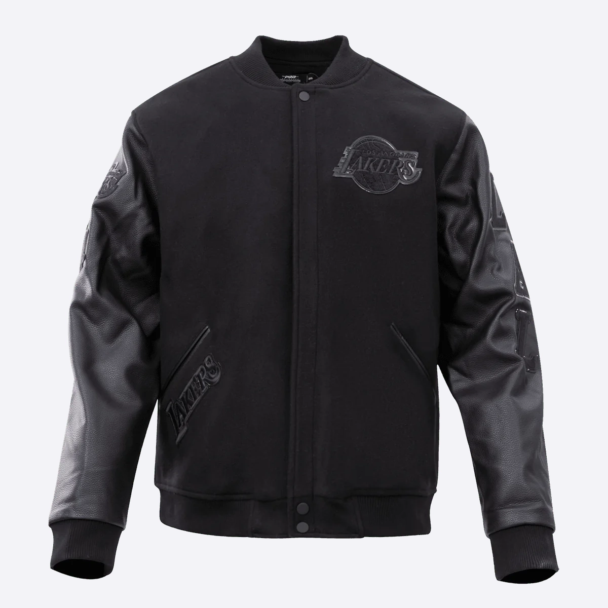 Los-Angeles-Lakers-Pro-Standard-Triple-Black-Varsity-Jacket-2