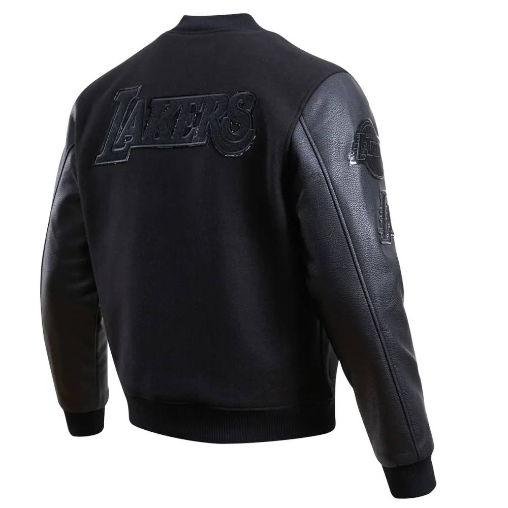 Los-Angeles-Lakers-Pro-Standard-Triple-Black-Varsity-Jacket-3
