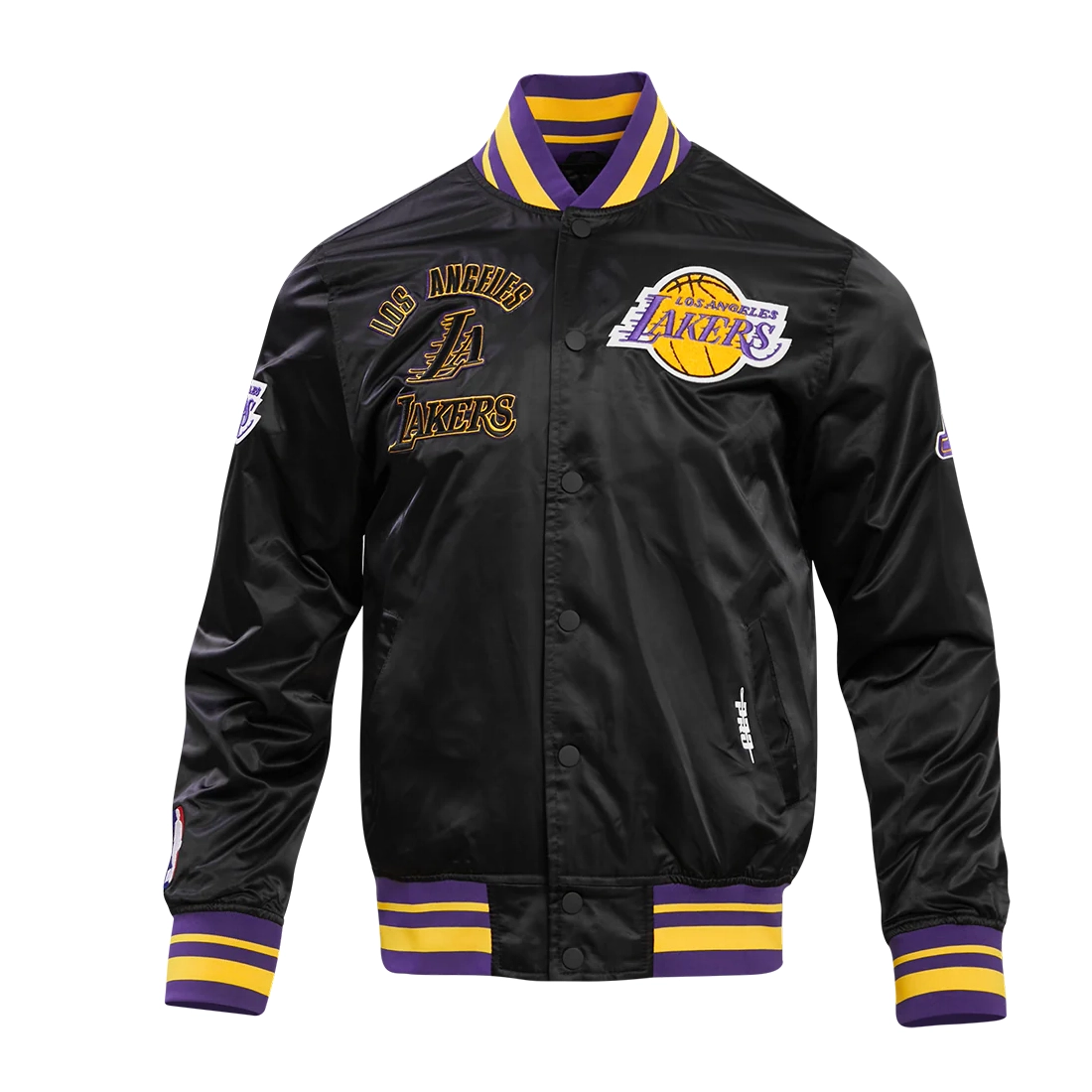Los-Angeles-Lakers-Retro-Classic-Full-Snap-Satin-Varsity-Jacket-Black-1