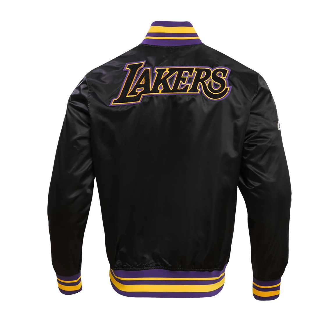 Los-Angeles-Lakers-Retro-Classic-Full-Snap-Satin-Varsity-Jacket-Black-4