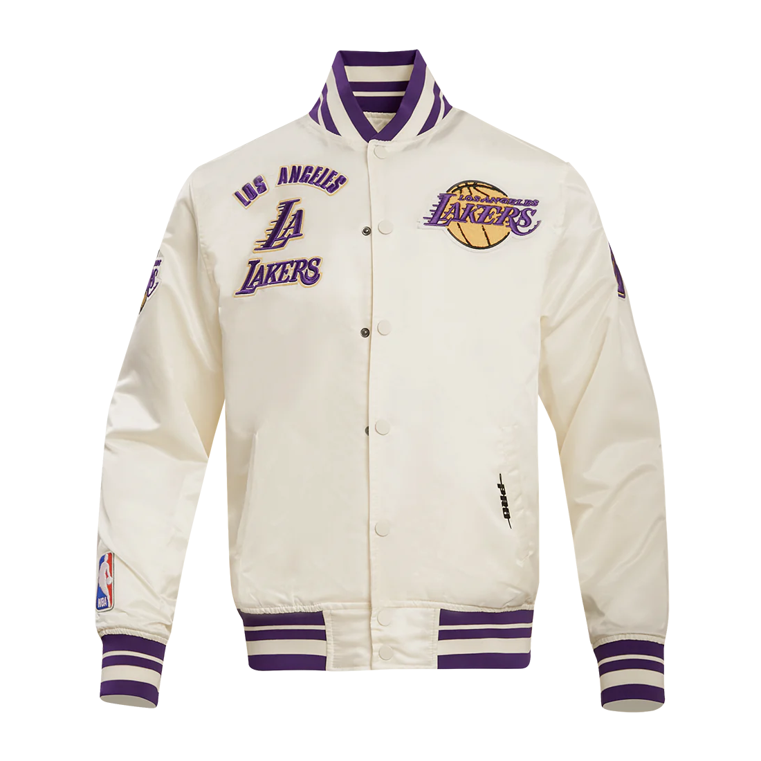 Los-Angeles-Lakers-Retro-Classic-Full-Snap-Satin-Varsity-Jacket-Cream-1